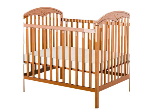 Wooden Cot with Linen